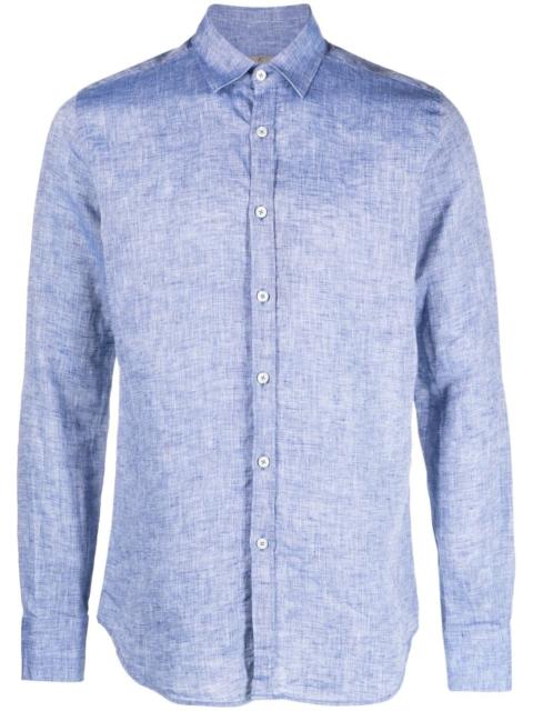 Canali long-sleeve linen shirt