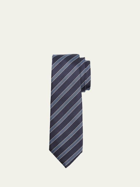 ZEGNA Men's Herringbone Stripe Silk Tie