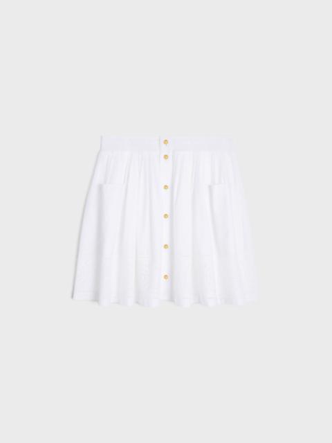 CELINE embroidered smocked skirt in cotton batiste