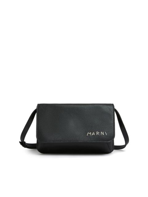 logo-embroidered leather belt bag