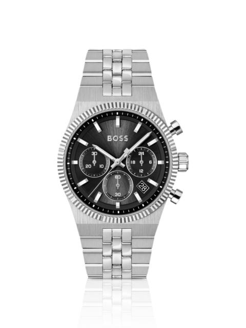 BOSS CANDOR BLACK-DIAL CHRONOGRAPH WATCH WITH FLUTED BEZEL