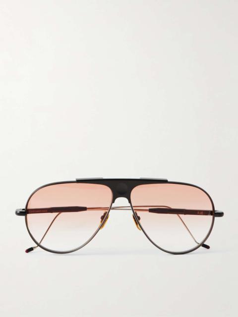 Daido aviator-style titanium sunglasses Black