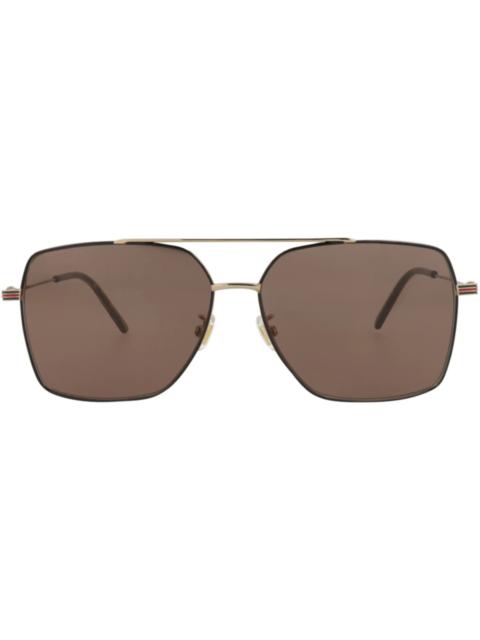 GUCCI Gucci Aviator-Frame Metal Sunglasses Gold/Gold/Brown (GG1053SK-30011661-002)