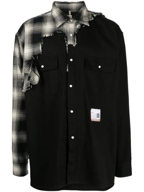 cotton patchwork plaid shirt