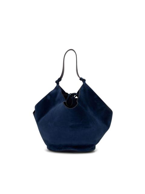 gathered-design suede bag