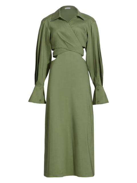SIMKHAI Women's Giulia Linen-Blend Wrap Maxi Dress - Verde