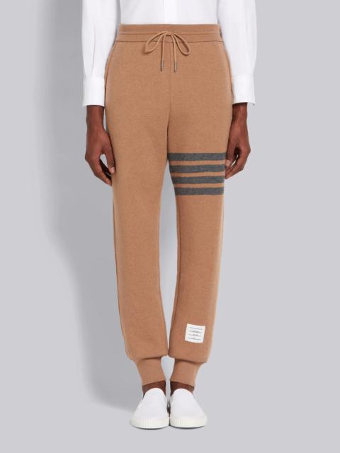 Thom Browne Camel Knitted Double Face Cashmere Engineered 4-Bar Stripe Sweatpants