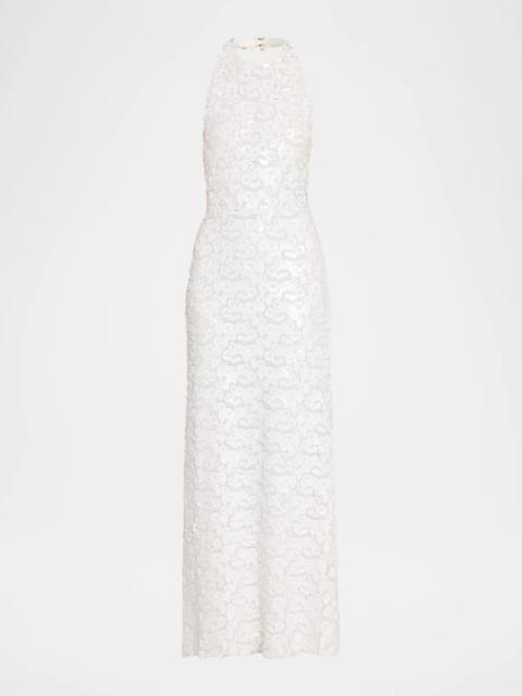 RAMY BROOK Giada Sequin Halter Column Gown