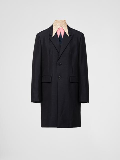 Mohair wool coat with collar