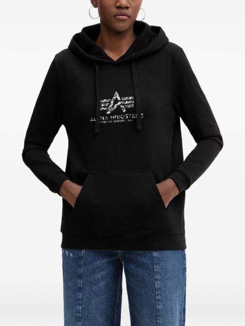 ALPHA INDUSTRIES logo-print drawstring hoodie