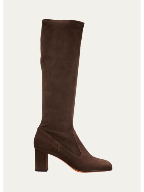 Santoni 65mm Suede Knee-High Boots