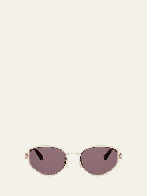 BVLGARI Serpenti Forever 55mm Metal Oval Sunglasses