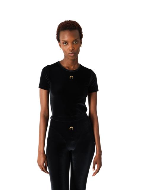 Marine Serre MOON LOGO VELVET FLEECE SHORT SLEEVES BABY FIT T-SHIRT
