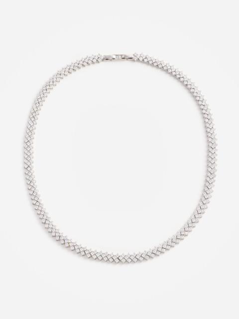 self-portrait Silver Crystal Necklace