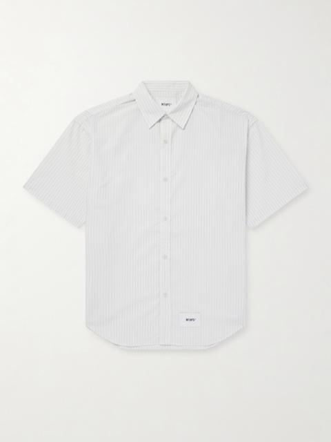 WTAPS Logo-Appliquéd Striped Poplin Shirt