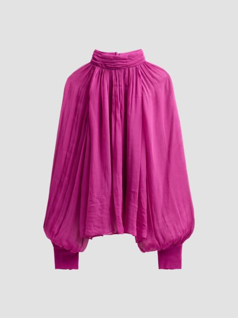RONNY KOBO Women's Zenia Draped Sheer Blouse - Rouge