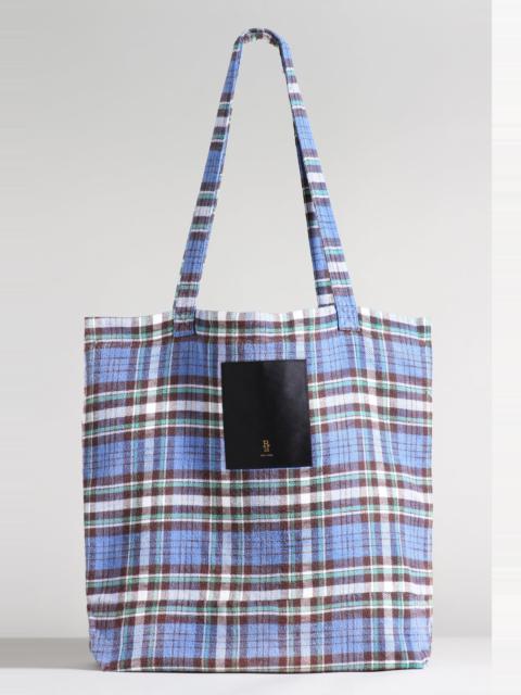 MEDIUM TOTE BAG - BLUE/GREEN PLAID