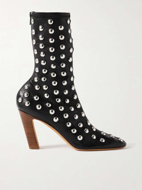 KHAITE Studded leather ankle boots