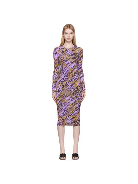 VERSACE JEANS COUTURE Purple Printed Midi Dress