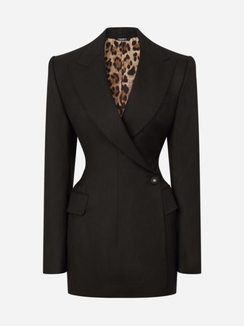 Dolce & Gabbana Double-breasted wool diagonal-weave coat with DG buttons