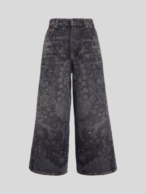 Etro DENIM CULOTTES WITH ORNAMENTAL PATTERNS