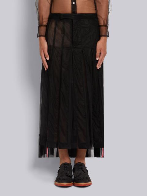 Thom Browne Black Soft Tulle Combo Pleat Insert Ankle Length Backstrap Pleated Skirt