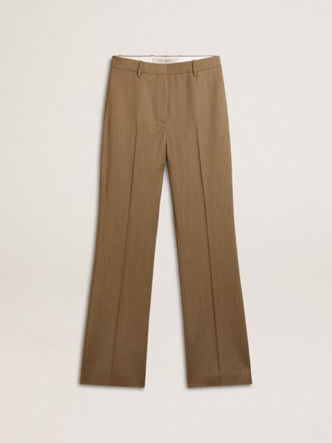 Women's pants in dove-gray tailored wool fabric