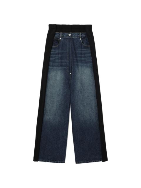 pushBUTTON denim-panelled cotton trousers