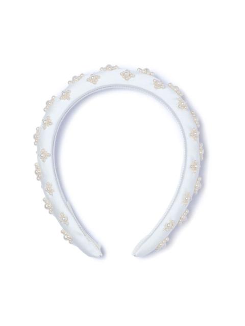 pearl-embellished silk headband