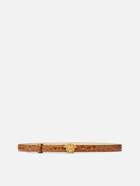 VERSACE La Medusa Croc-Effect Leather Belt