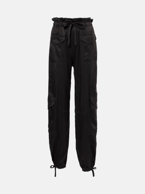 High-rise satin cargo pants