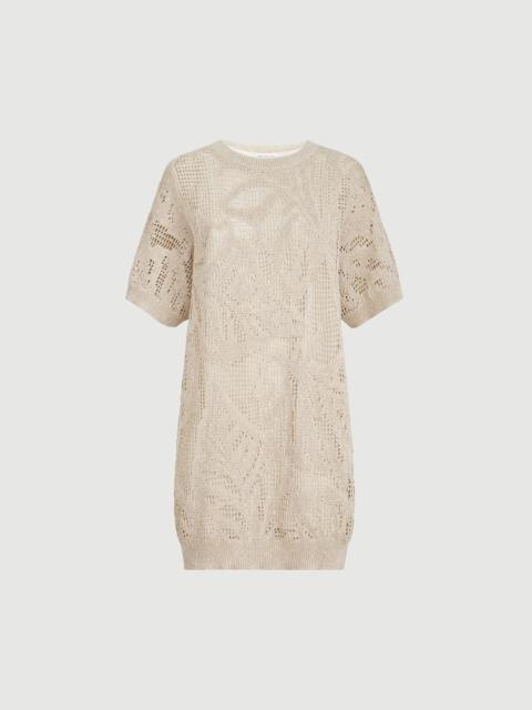 Brunello Cucinelli Dazzling water lillies mini dress in linen and cotton