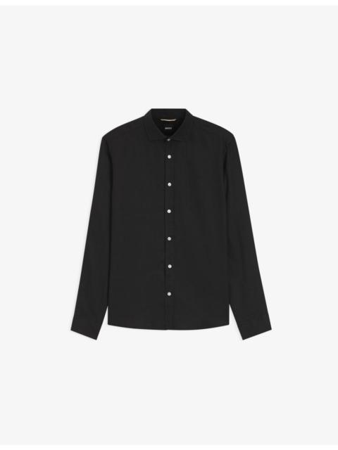 BOSS Spread-Collar Regular-Fit Linen Shirt