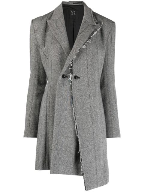 Y's asymmetric herringbone double-breasted blazer