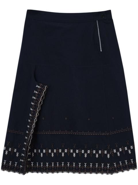 Lemaire SLIT를 가진 EMBROIDERED SKIRT