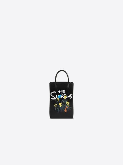 BALENCIAGA The Simpsons Tm & © 20th Television Mini Shopping Bag In Shiny Box Calfskin in Black