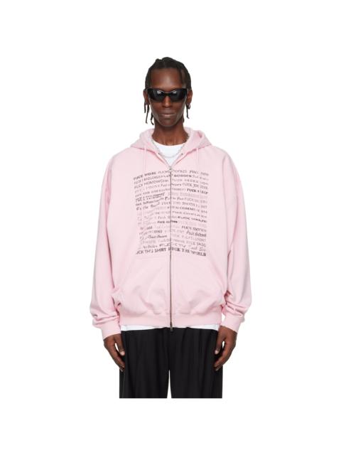 VETEMENTS Pink Fuck Everything Zip-Up Hoodie