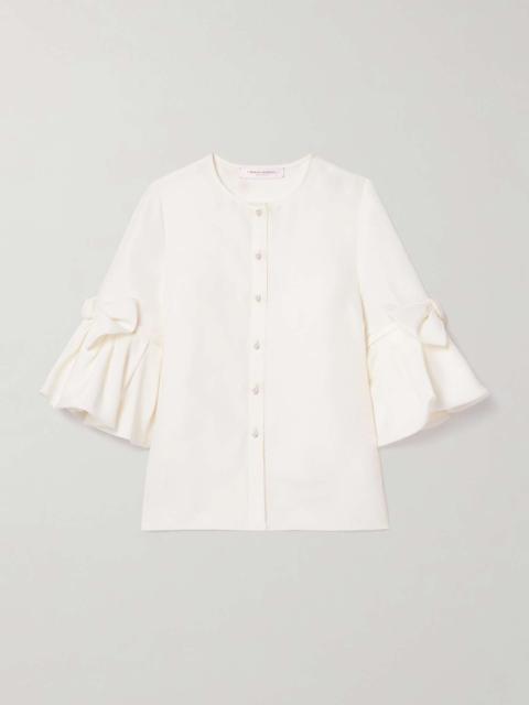 CAROLINA HERRERA Embellished ruffled silk shirt Ivory