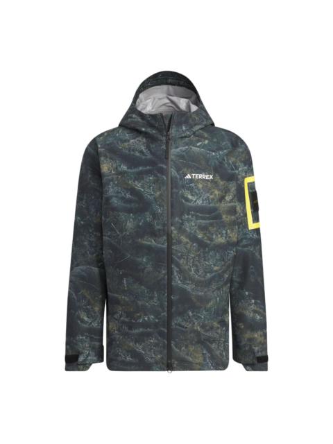 adidas National Geographic Allover Print RAIN.RDY Jacket Asia Sizing 'Silver Pebble' IS9511