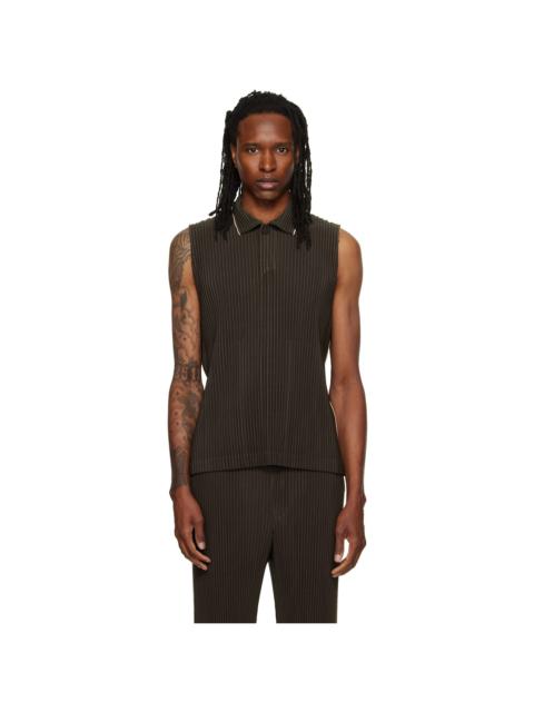 ISSEY MIYAKE Brown Embroidery Stripes Vest