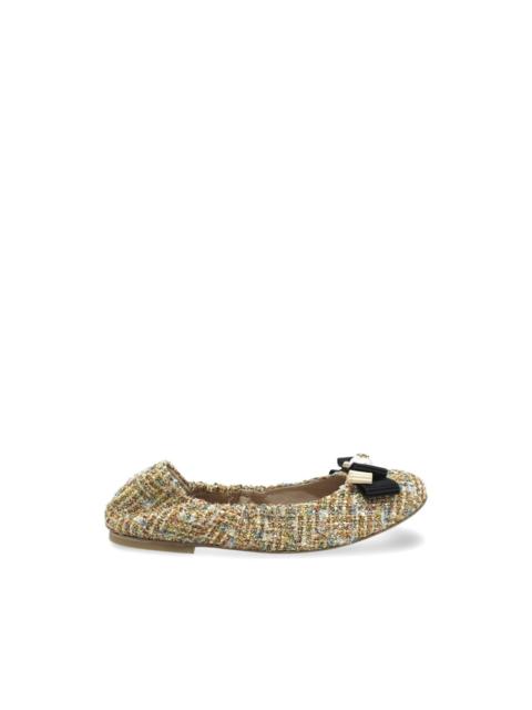 CASADEI tweed bow-detail ballet flats