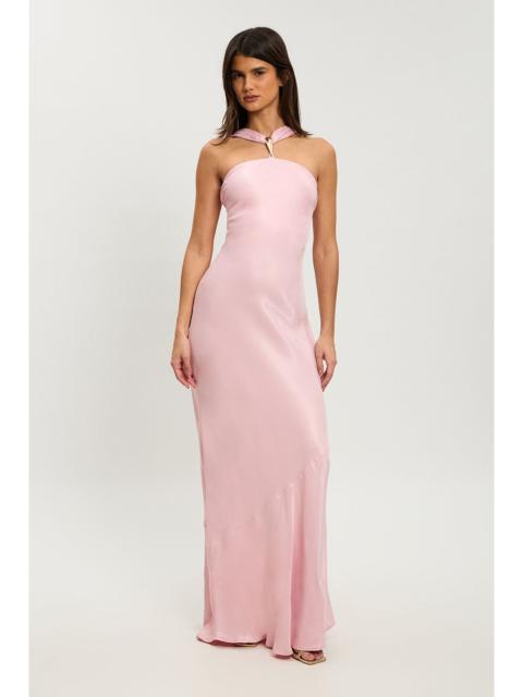 KAREN MILLEN Petite Satin Viscose Halterneck Maxi Dress