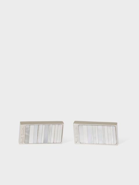 Paul Smith Silver Mother Of Pearl Stripe Cufflinks