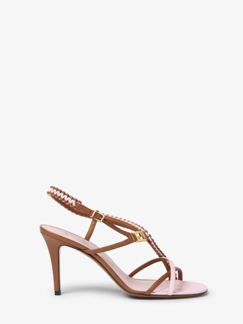 FENDI Fendi FFold Brown and pink nappa leather high-heeled sandals