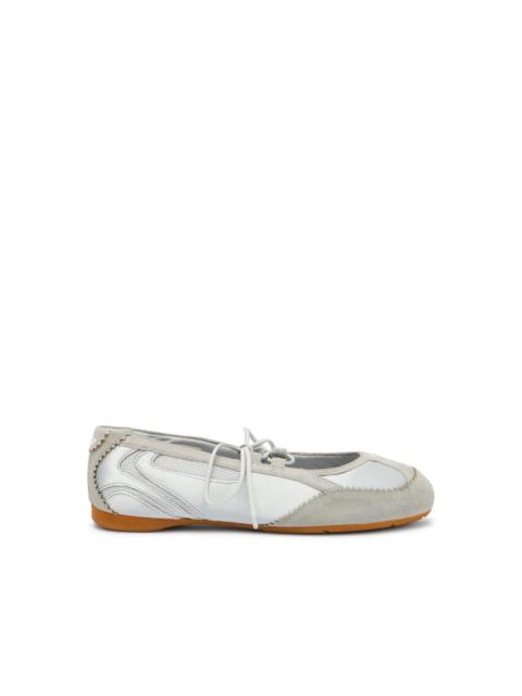 Diesel D-MILE - LACE-UP BALLERINA FLATS IN LEATHER AND MESH