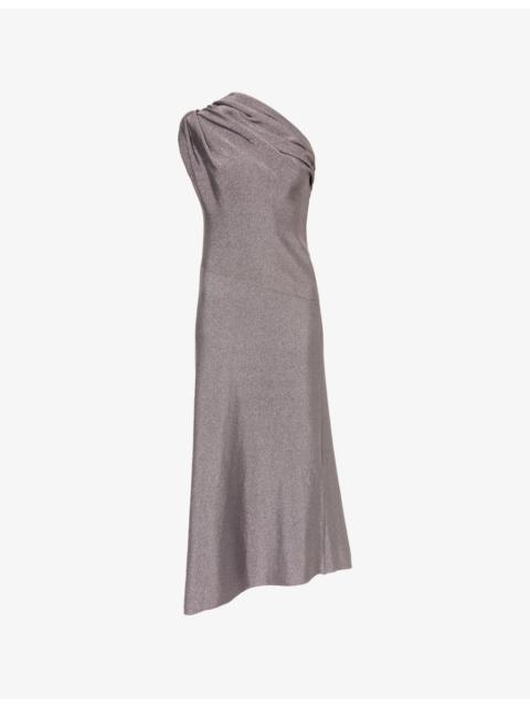 KHAITE Coast Metallic Woven Midi Dress
