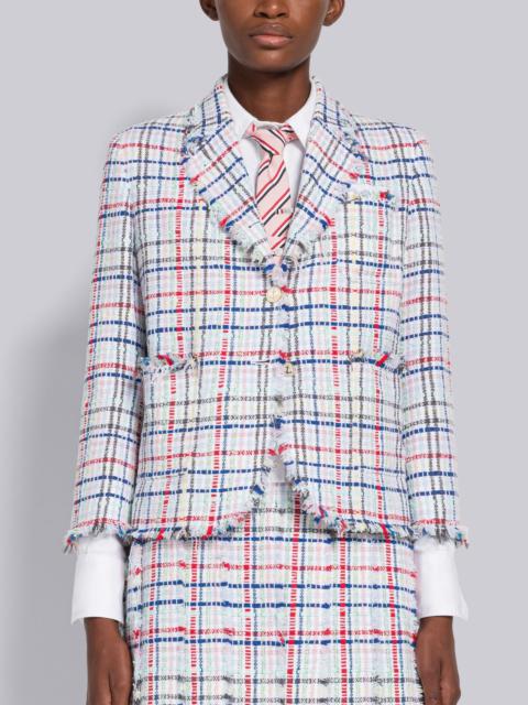 Thom Browne Gingham Chenille Tweed Cropped Sack Jacket