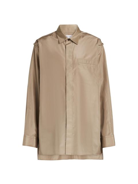 Bottega Veneta Men's Washed Silk Taffeta Overshirt - Tan