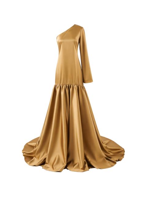 THE NEW ARRIVALS ILKYAZ OZEL Ecliptia One-Shoulder Satin Maxi Dress