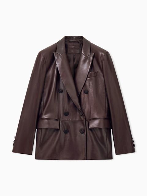 GIORGIO ARMANI DOUBLE-BREASTED JACKET WITH PEAK LAPELS IN NAPPA LEATHER
